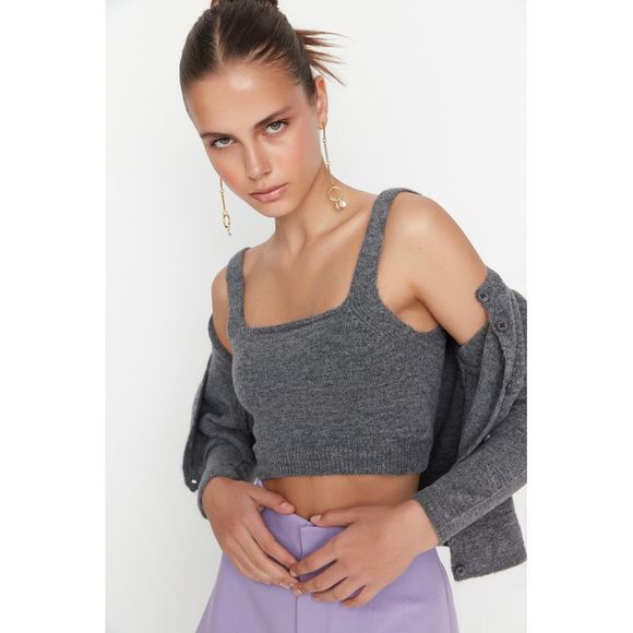 NWT Trendyol Slim fit Button placket Knitwear Cardigan - Picture 2 of 13